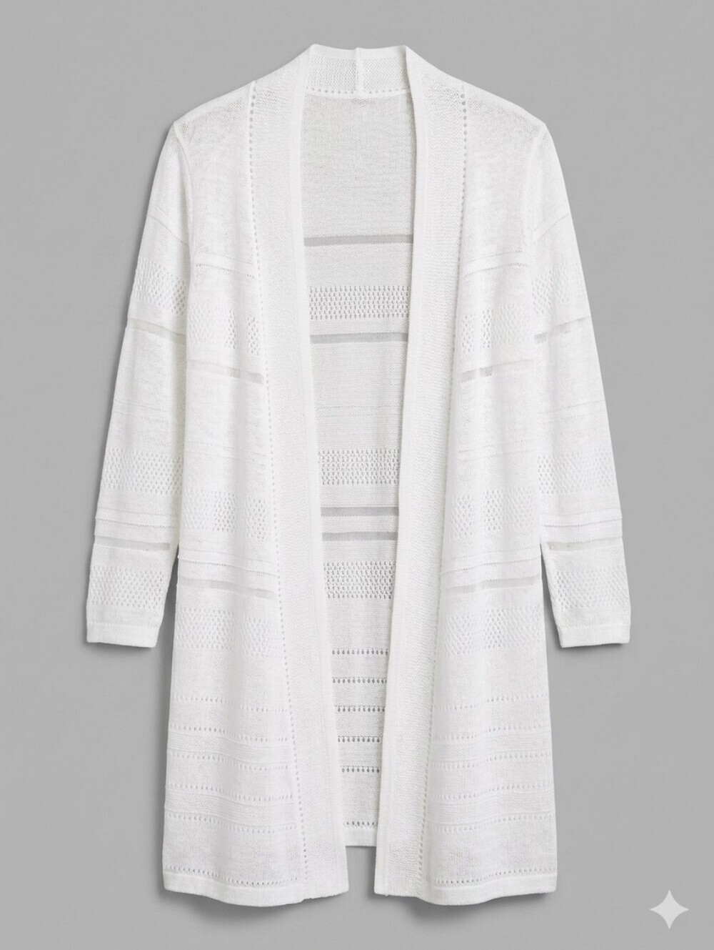 Vintage Coldwater Creek Open Knit Y2K White Cardigan 3/4 Sleeve Medium 10-12